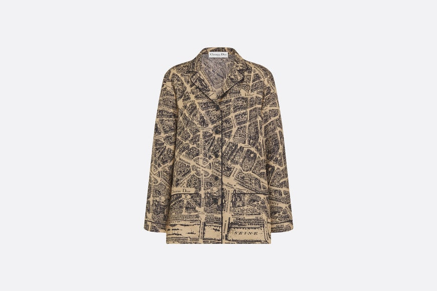 Dior Chez Moi Shirt • Beige and Black Silk Twill with Plan de Paris Motif