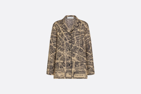 Dior Chez Moi Shirt • Beige and Black Silk Twill with Plan de Paris Motif