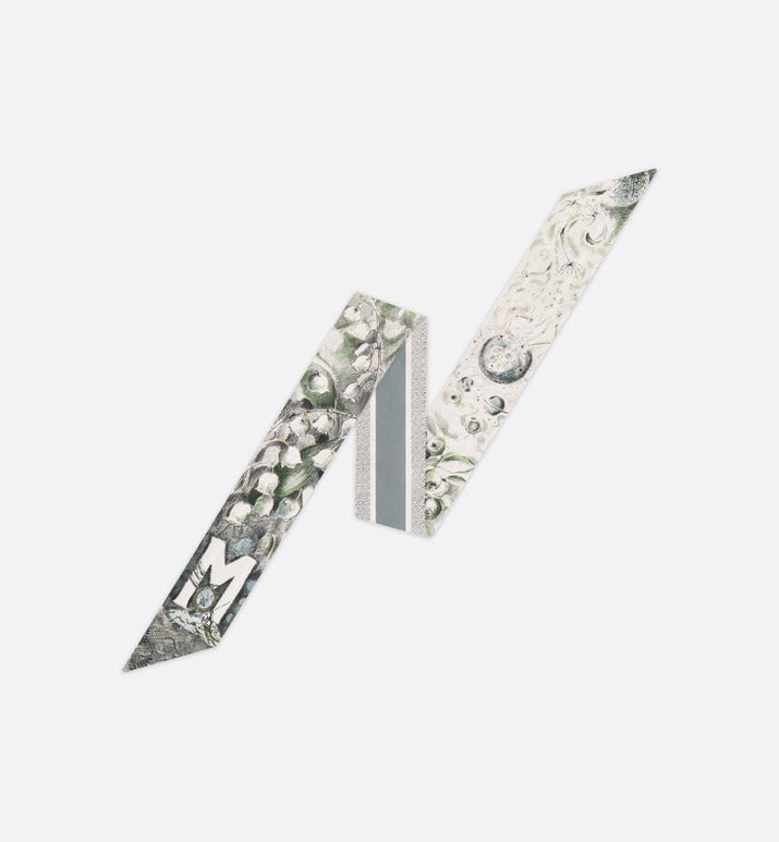 ABCDior M Muguet - Merveille Mitzah Scarf • Ivory Multicolor Silk Twill