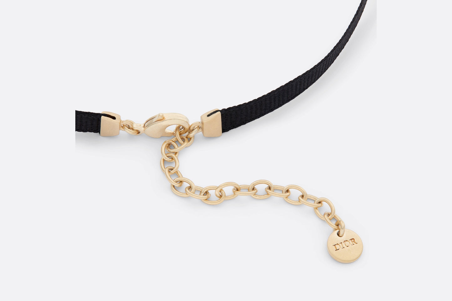 Plan de Paris Choker • Gold-Finish Metal with Black Grosgrain and White Resin Pearls