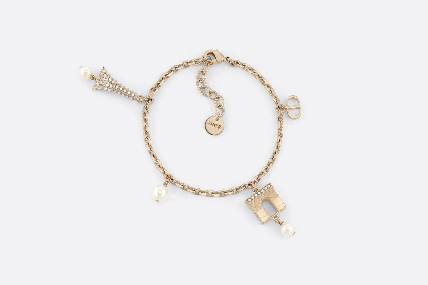 Plan de Paris Bracelet • Gold-Finish Metal and White Resin Pearls