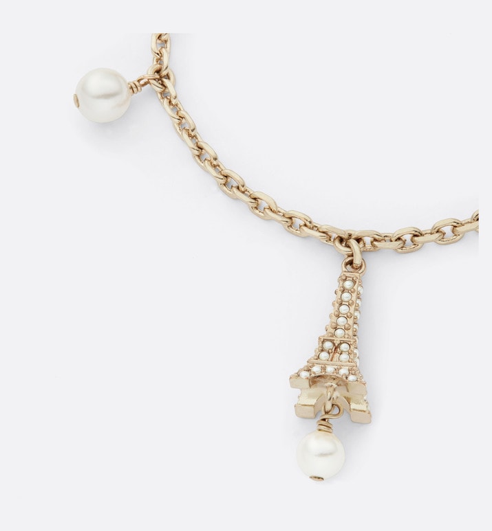 Plan de Paris Bracelet • Gold-Finish Metal and White Resin Pearls