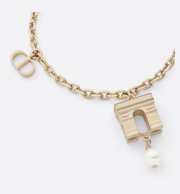 Plan de Paris Bracelet • Gold-Finish Metal and White Resin Pearls