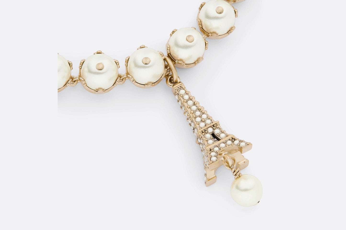 Plan de Paris Choker • Gold-Finish Metal with Black Grosgrain and White Resin Pearls