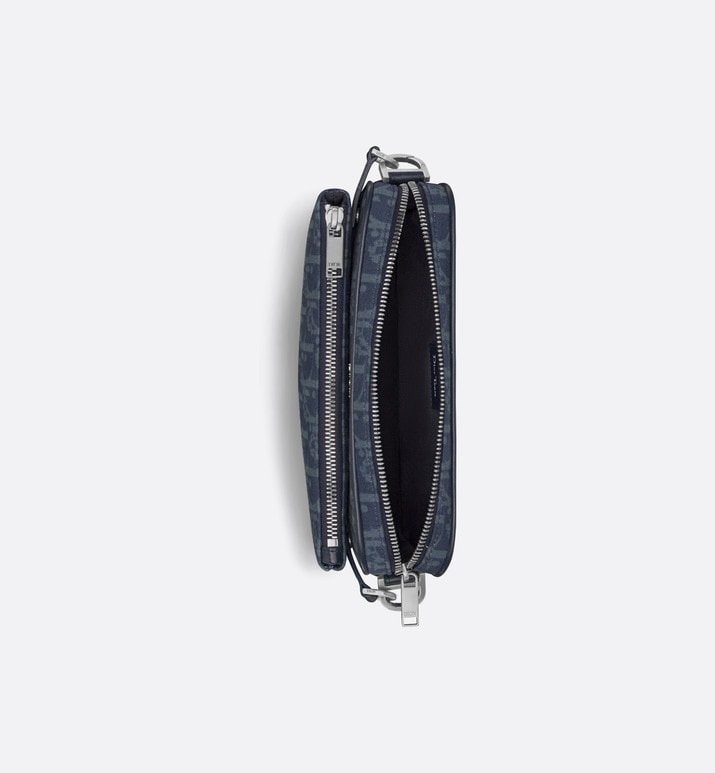 DIOR TEARS Saddle Triple Pouch • Denim Blue Dior Oblique and Peace Sign Dior Tears