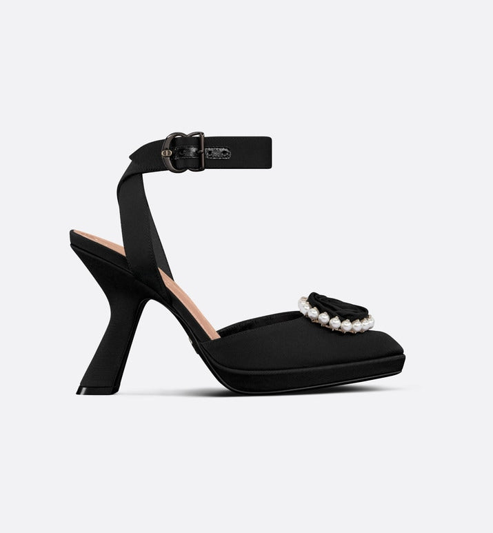 Dior Rose Pump • Black Grosgrain and White Resin Pearls