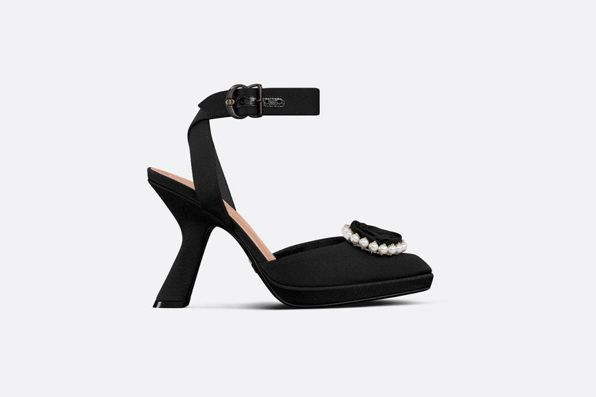 Dior Rose Pump • Black Grosgrain and White Resin Pearls