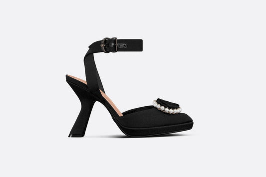Dior Rose Pump • Black Grosgrain and White Resin Pearls