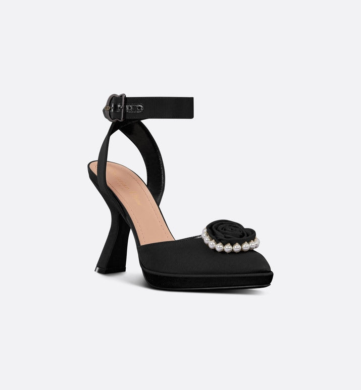 Dior Rose Pump • Black Grosgrain and White Resin Pearls
