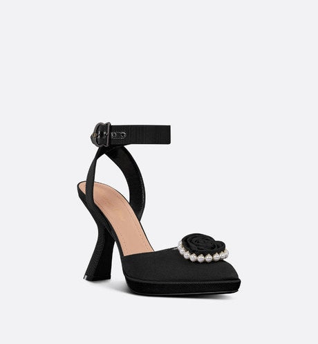 Dior Rose Pump • Black Grosgrain and White Resin Pearls