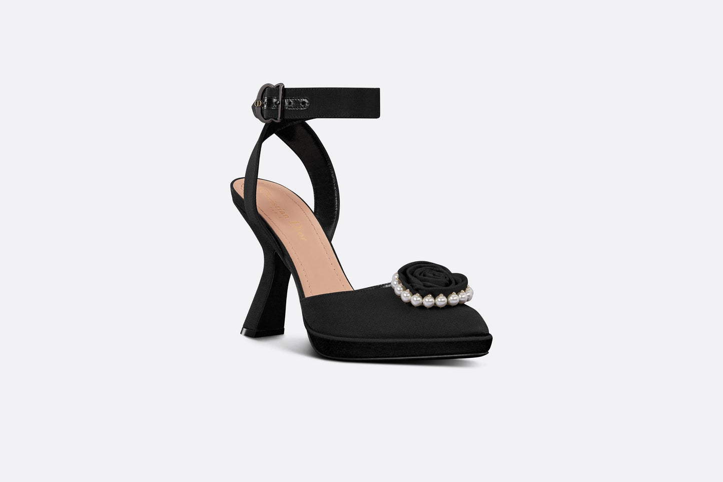 Dior Rose Pump • Black Grosgrain and White Resin Pearls