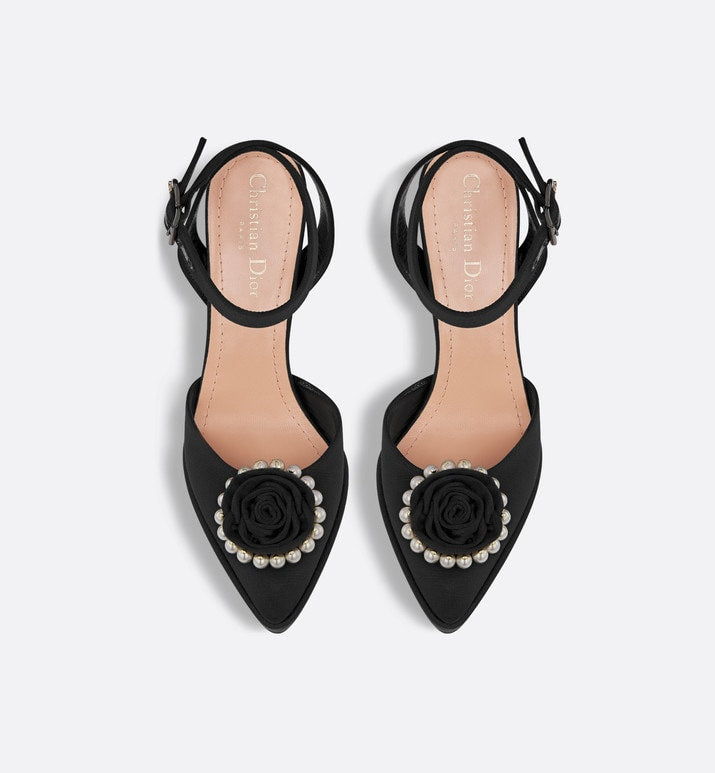 Dior Rose Pump • Black Grosgrain and White Resin Pearls