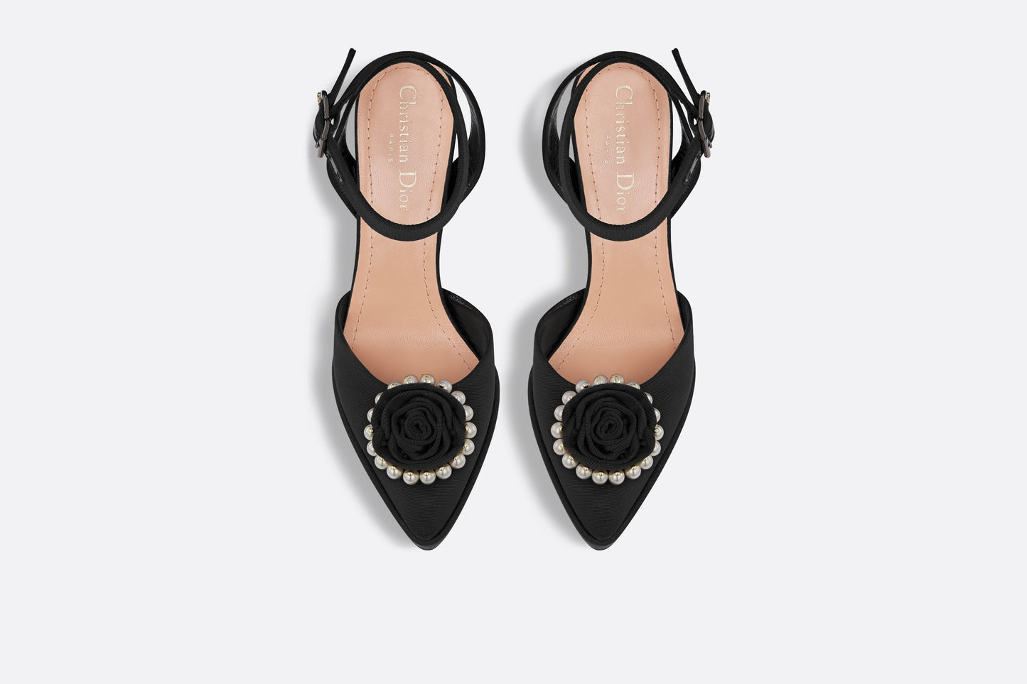 Dior Rose Pump • Black Grosgrain and White Resin Pearls