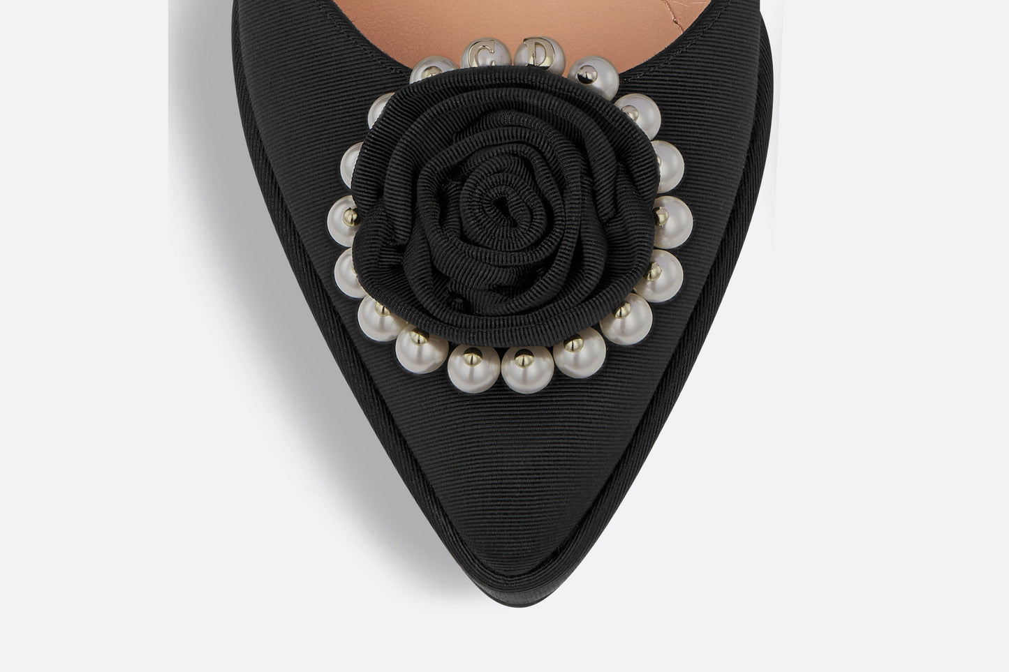Dior Rose Pump • Black Grosgrain and White Resin Pearls