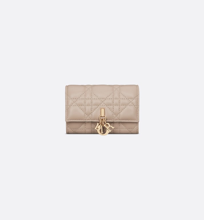 Lady Dior XS Wallet • Powder Beige Cannage Lambskin