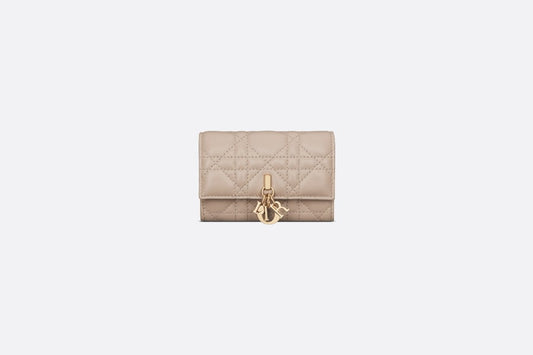 Lady Dior XS Wallet • Powder Beige Cannage Lambskin