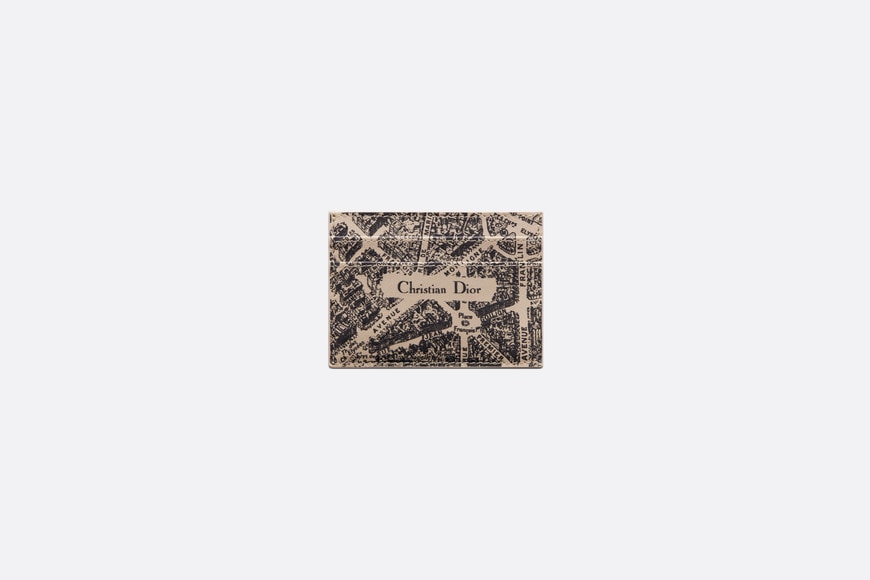 Dior Map Five-Slot Card Holder • Beige and Black Plan de Paris Printed Calfskin