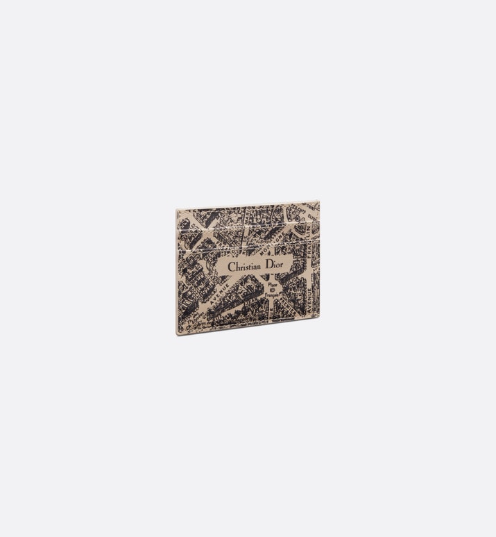 Dior Map Five-Slot Card Holder • Beige and Black Plan de Paris Printed Calfskin