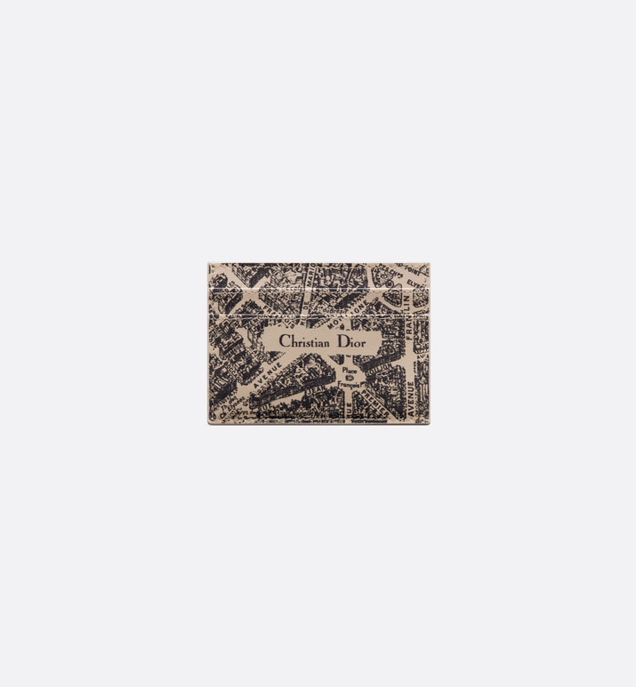 Dior Map Five-Slot Card Holder • Beige and Black Plan de Paris Printed Calfskin