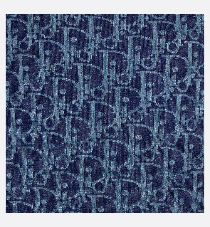 Kid's A-Line Dress • Light Blue and Blue Dior Oblique Jacquard Knit Blend with Metallic Thread