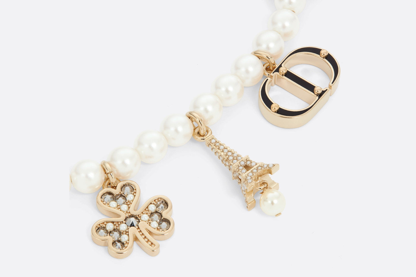 Plan de Paris Bag Jewelry • Gold-Finish Metal with White Resin Pearls and Silver-Tone Crystals
