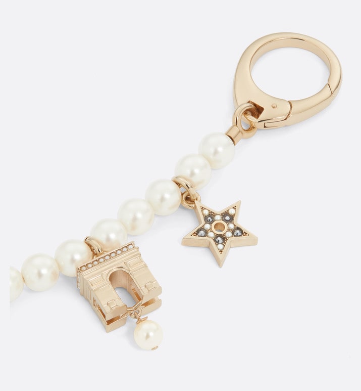Plan de Paris Bag Jewelry • Gold-Finish Metal with White Resin Pearls and Silver-Tone Crystals