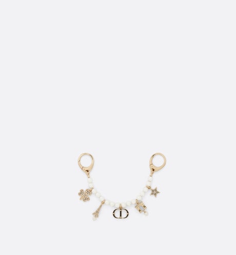 Plan de Paris Bag Jewelry • Gold-Finish Metal with White Resin Pearls and Silver-Tone Crystals