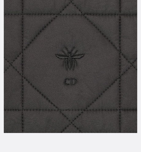 Macrocannage Peacoat with Criss Cross Collar • Black Quilted Technical Taffeta