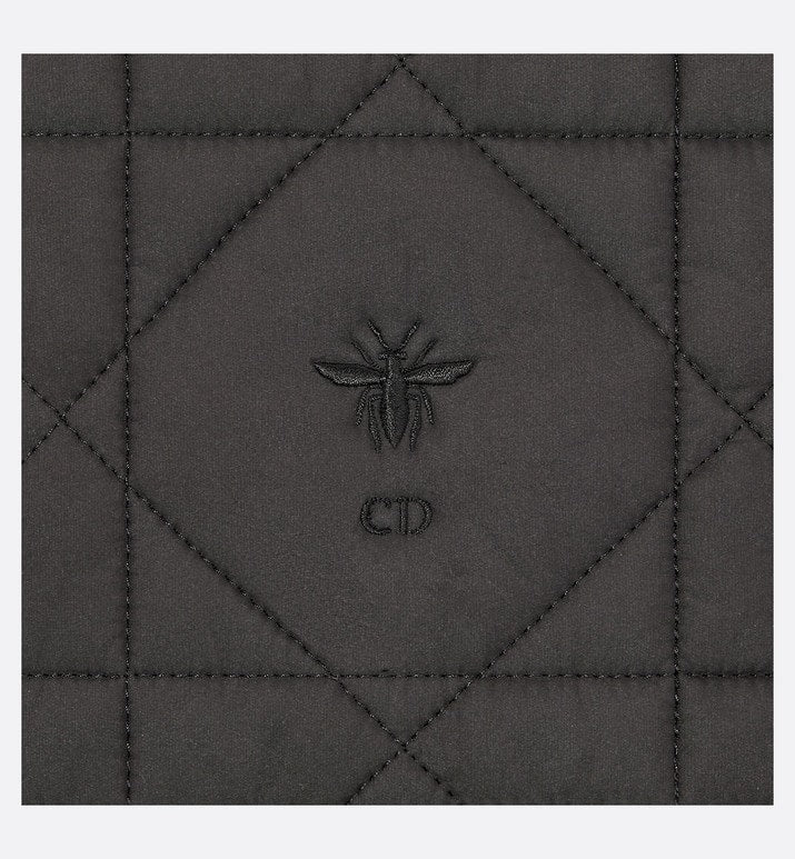 Macrocannage Peacoat with Criss Cross Collar • Black Quilted Technical Taffeta