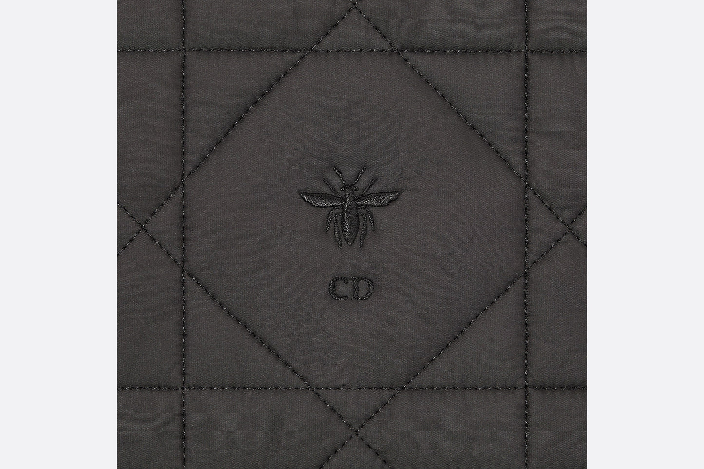 Macrocannage Peacoat with Criss Cross Collar • Black Quilted Technical Taffeta