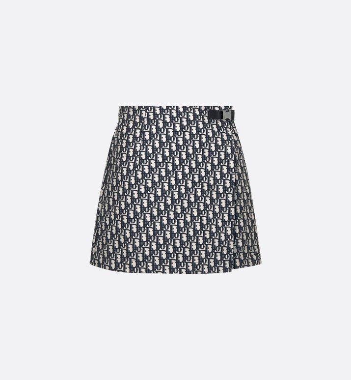 Skort • Blue and Ecru Technical Taffeta Jacquard with Dior Oblique Motif