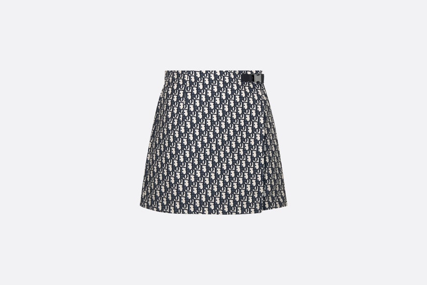 Skort • Blue and Ecru Technical Taffeta Jacquard with Dior Oblique Motif