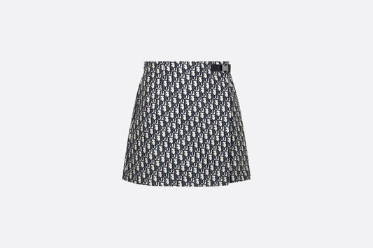 Skort • Blue and Ecru Technical Taffeta Jacquard with Dior Oblique Motif