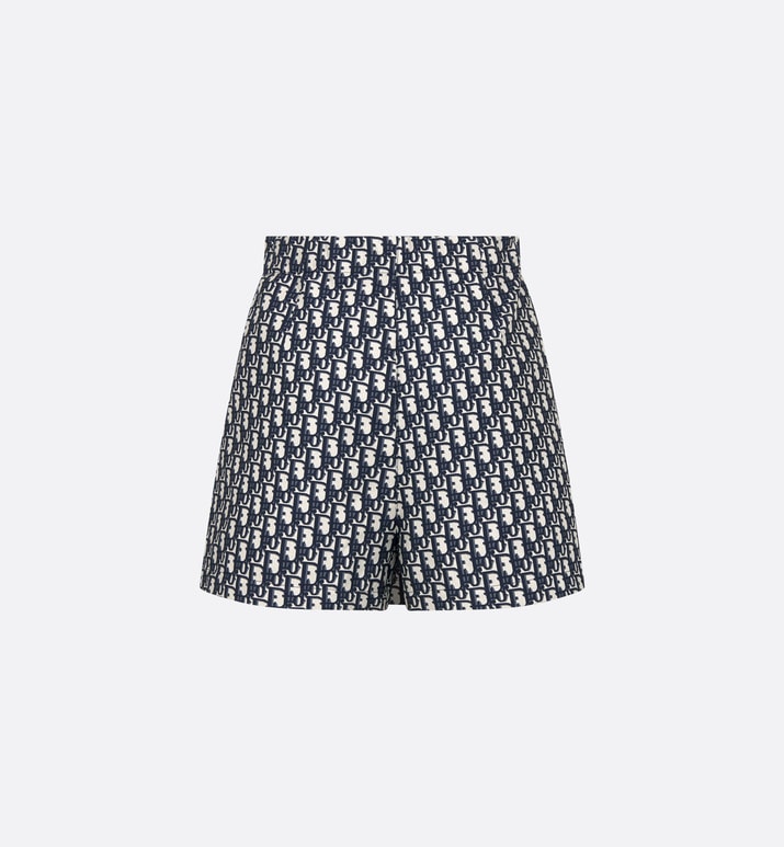 Skort • Blue and Ecru Technical Taffeta Jacquard with Dior Oblique Motif