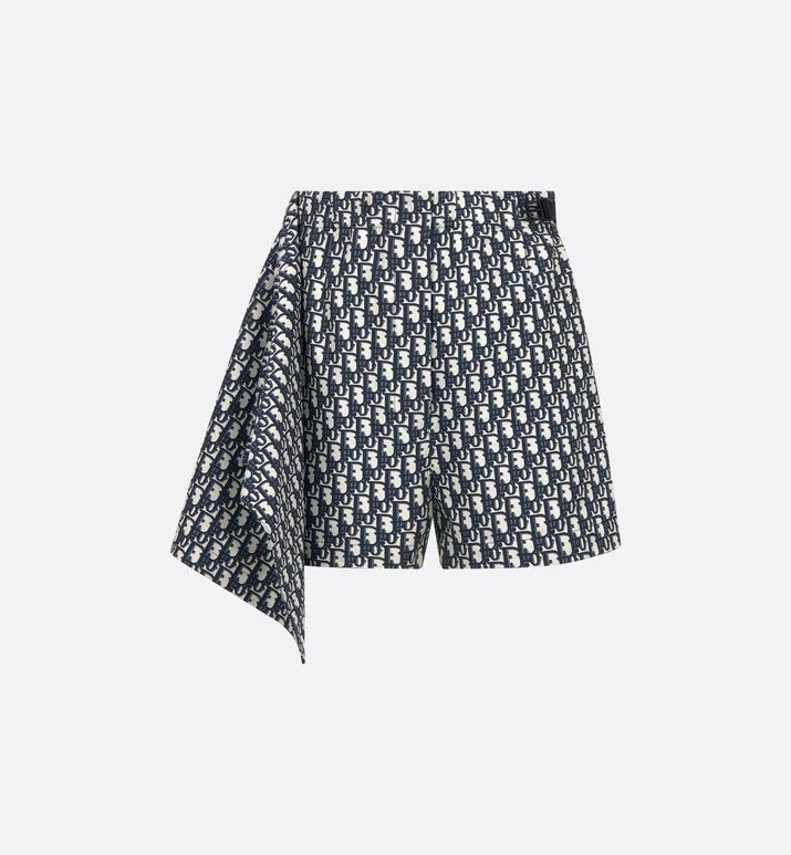 Skort • Blue and Ecru Technical Taffeta Jacquard with Dior Oblique Motif