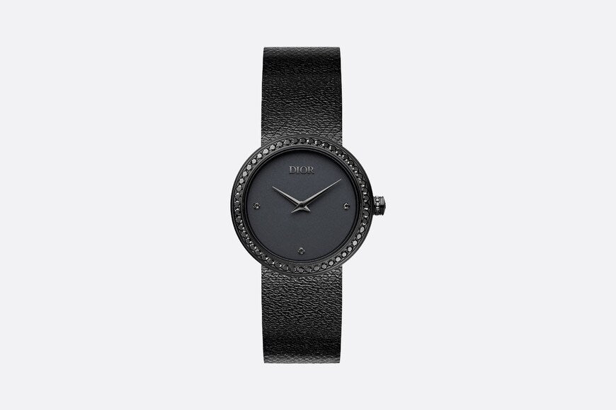 La D de Dior Black Ultramatte • Ø 34 mm, Black Ultramatte Steel and Black Diamonds