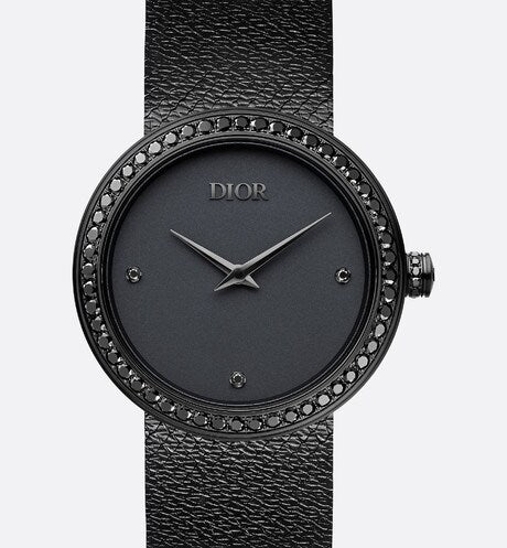 La D de Dior Black Ultramatte • Ø 34 mm, Black Ultramatte Steel and Black Diamonds