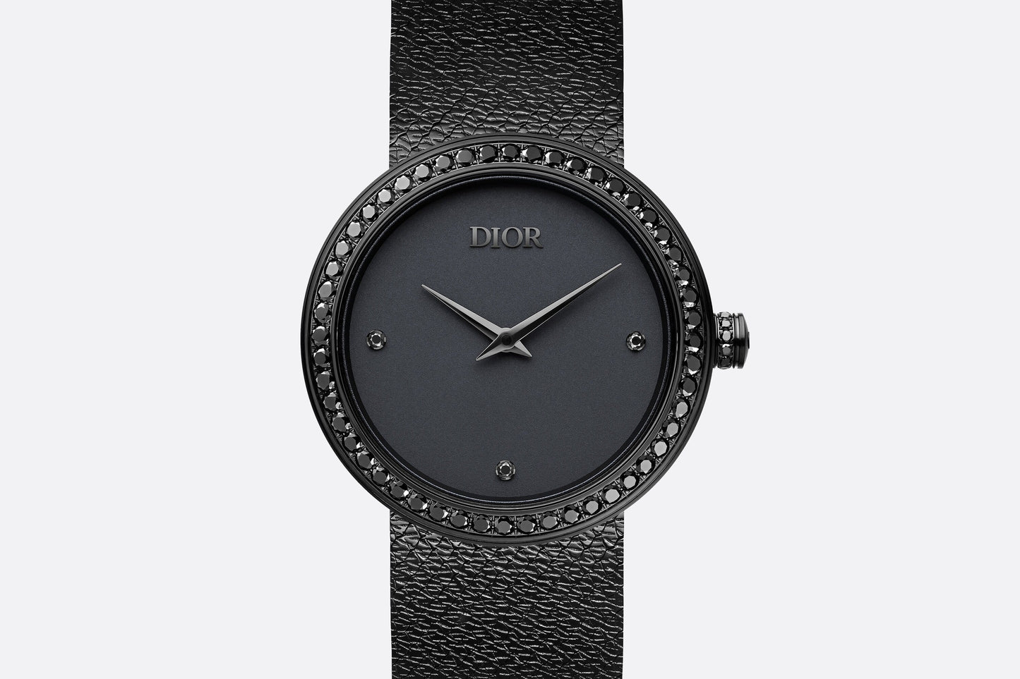 La D de Dior Black Ultramatte • Ø 34 mm, Black Ultramatte Steel and Black Diamonds