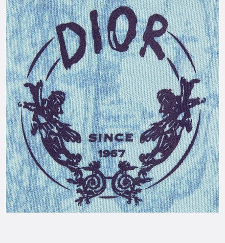 Baby Shorts • Light Blue Cotton Fleece with Faded Toile de Jouy Print