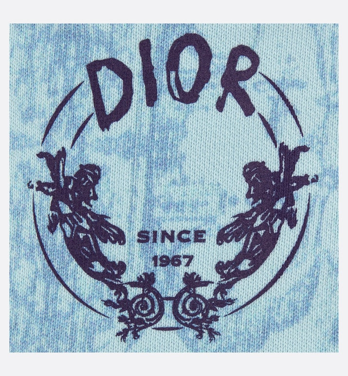 Baby Shorts • Light Blue Cotton Fleece with Faded Toile de Jouy Print