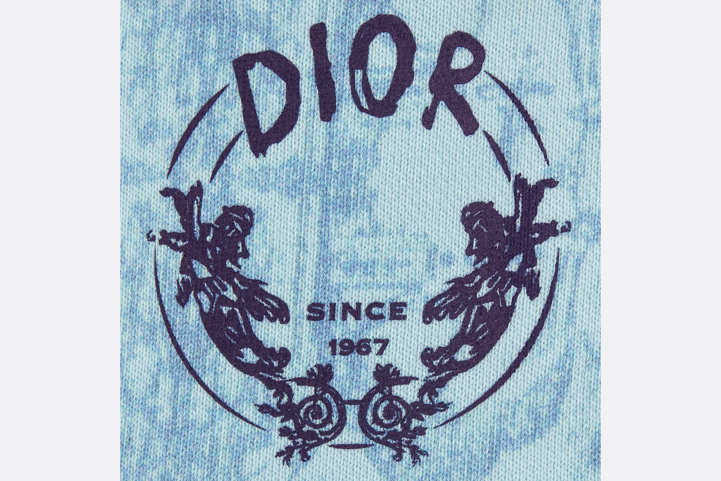 Baby Shorts • Light Blue Cotton Fleece with Faded Toile de Jouy Print