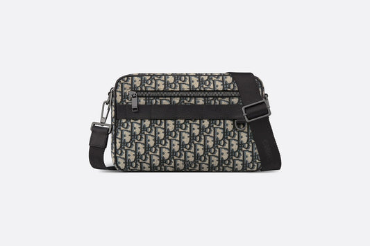 Maxi Safari Bag with Strap • Beige and Black Dior Oblique Jacquard