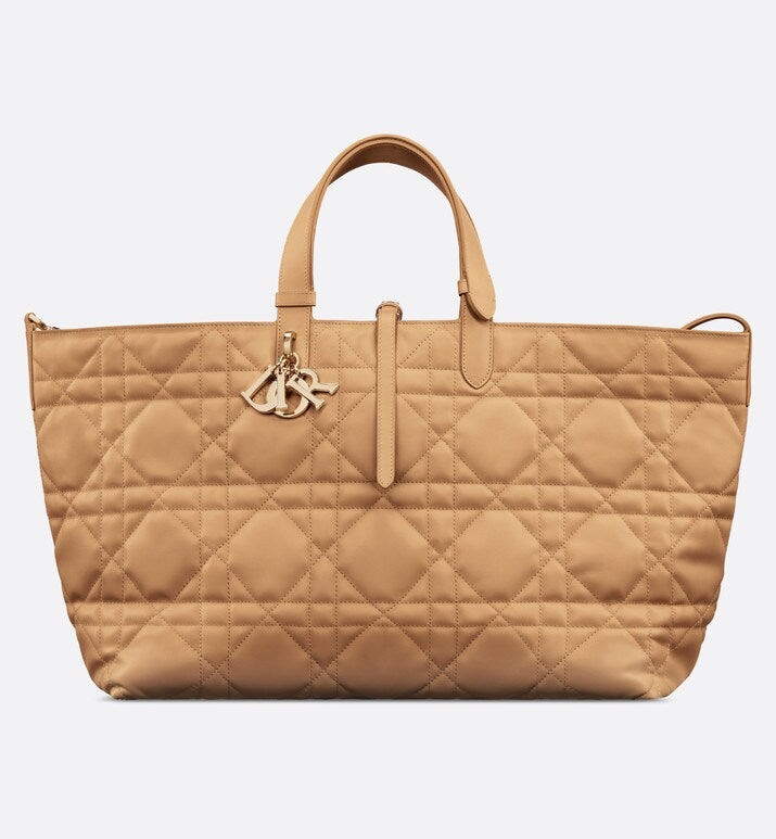 Large Dior Toujours Bag • Medium Tan Macrocannage Calfskin