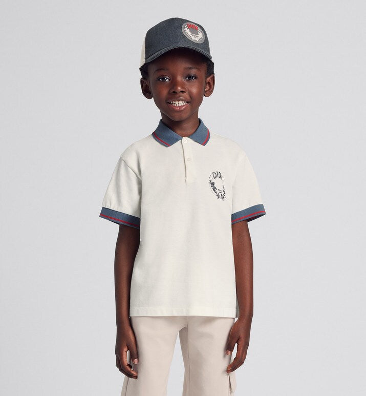Kid's Polo Shirt • Ivory Cotton Piqué