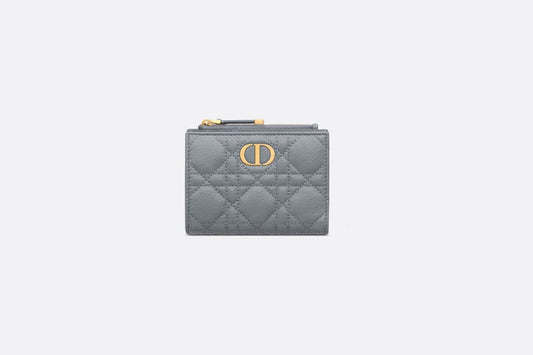Dior Caro Dahlia Wallet • Cloud Blue Supple Cannage Calfskin