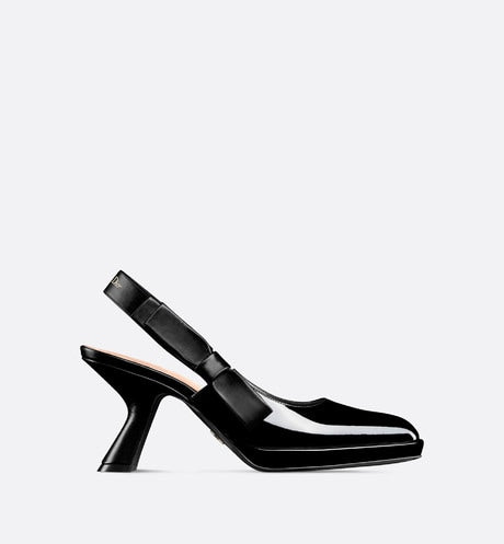 Sweet-D Slingback Pump • Black Patent Calfskin and Shiny Calfskin