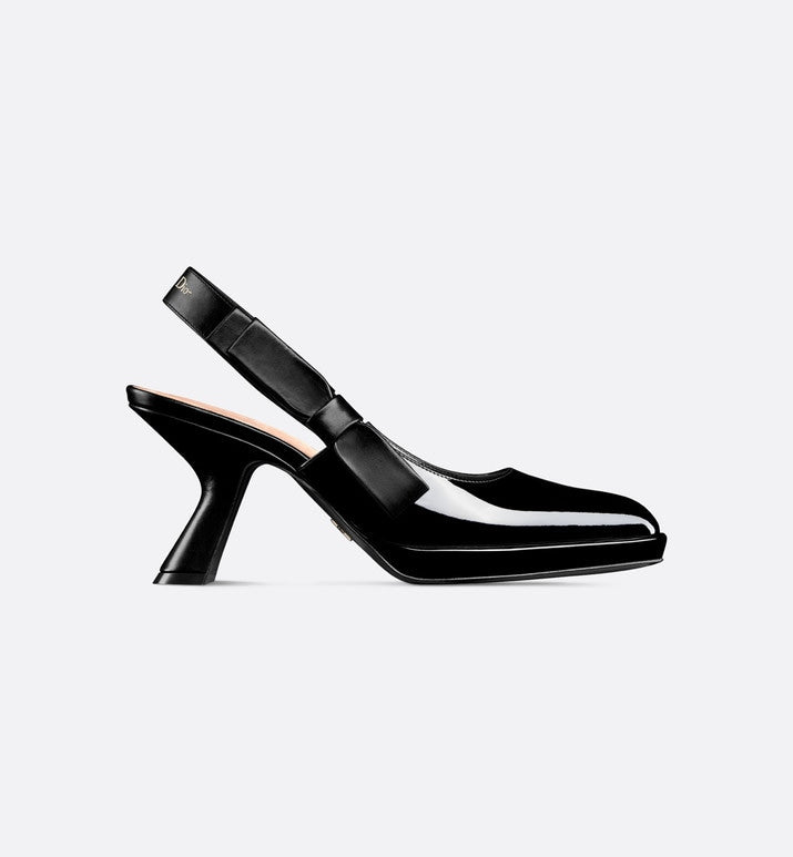 Sweet-D Slingback Pump • Black Patent Calfskin and Shiny Calfskin