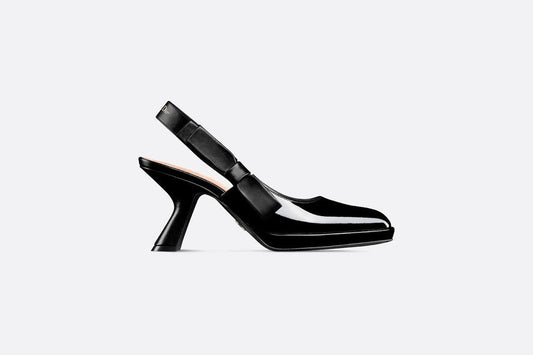 Sweet-D Slingback Pump • Black Patent Calfskin and Shiny Calfskin