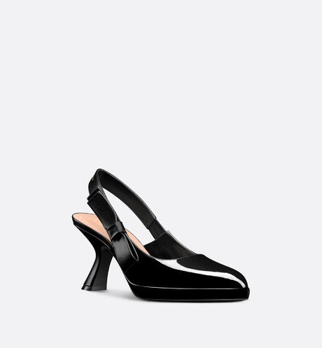 Sweet-D Slingback Pump • Black Patent Calfskin and Shiny Calfskin