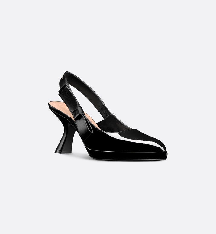 Sweet-D Slingback Pump • Black Patent Calfskin and Shiny Calfskin
